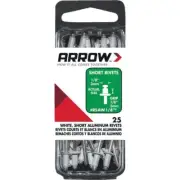 (6-25ct)-Arrow 1/8 In. x 1/8 In. Tamper-proof White Aluminum Rivet RSAW1/8