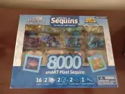 Fun New Smart Pixelator 8000 Sequins Set Craft Kit with 8 Colours Trays Frames
