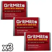 GritMitts Pumice Grit Soap Bar Hand Cleaner 3x 100gr Bars Grit Mitts Solvol