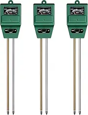 iPower 3-in-1 Plant Moisture/Light/PH Meter Soil Test Kit for Gardening, Farming Indoor & Outdoor Use, 3 Pack, Green