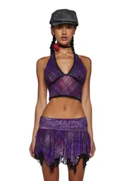 [Current Mood] Tales Of Fantasy Halter Top - Purple Plaid