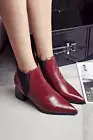 Womens Pointed Toes Ankle Boots Cuban Heels Leather Chelsea Slip On New Shoes