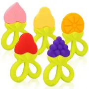 SHARE&CARE BPA Free Silicone 5 Fruit Baby Teether Toy with Storage Case