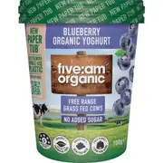 Five:Am Organic No Added Sugar Yoghurt Blueberry 700g
