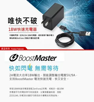 【$299免運】ASUS 18W 9V/2A 原廠快速旅充組【旅充頭+傳輸線】Micro USB ZC451CG Zoom ZX550 ZE552KL Deluxe A450CG A502CG