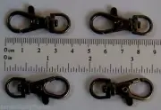 12 SWIVEL CLIPS / Snap Hooks ~ Gun METAL BLACK 1.5" long Clasps w/ lobster claw