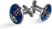[Generic] Men's Cufflinks, Music Notes on Colored Staff Cuff Links for Men, Classic Cufflinks Black for Suit Shirt Wedding Business Birthday Jewelry Gift
