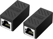 RJ45 Coupler, Ethernet Coupler, Ethernet Network Cable in line Coupler for Cat7/Cat6/Cat5e/Cat5, Ethernet Network Cable Extender Female to Female (Black RJ45-2Pcs)