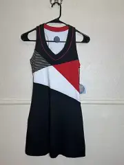 bolle' Womens Tennis Dress with built in bra Red And black stripe size XS