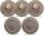 RYUKENLM Pack of 5 Memento Mori Memento Vivere Coin 3D Skull Challenge Coins EDC Stoic Reminder Token Inspirational Stoicism Gifts for Daily Practice