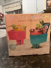 South Beach Drink Holders Sand Set Of 2 Pink And Teal New In Box