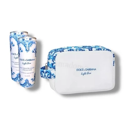 Dolce & Gabbana Light Blue Summer Vibes Toiletry Bag + Ltd Ed 2 Sparkling Water