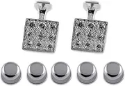 [Select Gifts] Sterling silver cubic zirconia Cufflinks Shirt Dress Studs Gift Set