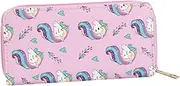 [Beavorty] Unicorn Long Purse for Durable PU Zipper Wallet with Coin Compartments Lightweight Washable for Daily Use Shopping School Travel