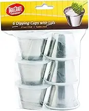 Tablecraft 2.5 oz Dipping Cups with Lids, 2.5-Ounce (H5069), 6 Pack, Silver