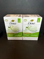2 Pack Dove Cool Moisture Moisturizer Cream Bars, Cucumber and Green Tea, 3.7...