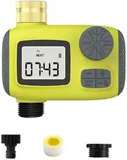 Hicello Watering Computer Programmable Drip Irrigation IP55 Waterproof with LCD Display and Brass Inlet