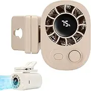 Car Clip on Fan with LED Display - 360° Rotation, Aerio Clip On Fans, Libiyi Airacool Chillblast, USb Rechargeable Mini Fan, With Clip, for Various Scenes (Apricot)