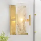 Zevni 1-Light Modern Antique Gold Leaf Wall Sconce, Cloud-Like Glass