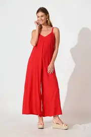 Belfast Jumpsuit Sleeveless in Red 8