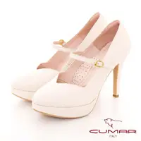 在飛比找momo購物網優惠-【CUMAR】厚底防水台瑪莉珍高跟鞋(米色)