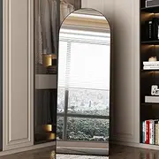 FARUIFETT Full Length Mirror 162 * 53cm，Arched Floor Mirror with Stand, More Stable Large Wall Mirror Full Body Mirror, for Bedroom Entry, Bedroom, Living Room, Black