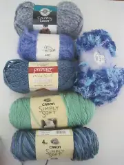 Blue Blue Green Yarn Caron Norville Yarn Bee Loops Threads Lot 6 New