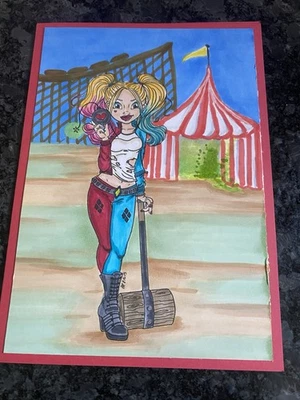 Handmade Harley Quinn Greeting Card – “Blow Something Up and Try Again”
