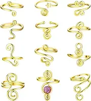 HAIAISO 12PCS Adjustable Toe Rings for Women Gold Silver Open African Toe Rings Summer Beach Foot Jewelry Set