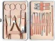 Manicure Kit for Women, Nail Care Kit, 18 Piece Nail Clippers Set Toenail Clipper Kit | Portable Stainless Steel Nail Clippers Kit with Luxury Travel Case for the