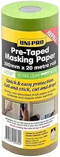 Uni-Pro Pre-Taped Masking Paper, 300 mm, 20 Meter Refill