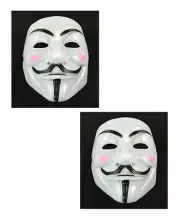 2 pcs V for Vendetta Anonymous Guy Fawkes Masquerade Halloween Mask Pink cheek