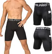 [SPVISE] Men's Sports Compression Shorts, Performance Baselayer Running Short with Pocket Black