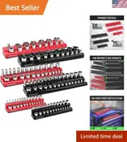 6PCS Magnetic Socket Holder Set - Fits 1/4'', 3/8'', & 1/2'' Drives, 143 Sockets