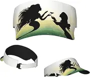 [RLDOBOFE] Sun Visor Hat Adjustable Empty Top Baseball Cap Animated Mermaid Kissing Fish Sun Hats for Women Men Sunscreen Visor Caps Summer Beach Sports Hats Black, Black, One Size