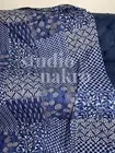 Indigo Patchwork Print Geometry Kantha Quilt King Cotton Throw Blanket Bedspread