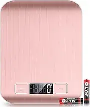 Mik-Nana Food Scale Pink, 10kg/22lb Digital Kitchen Scale Weight Grams and Oz for Baking and Cooking, 1g/0.1oz Precise Graduation, Easy Clean Stainless Steel