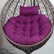 Swing Cushion Replacement, Removable Washable Hanging Basket Chair Cushions, Hanging Egg Chair Cushion with Fixed Straps for Indoor Outdoor Patio Beach Garden (Purple 120cm)