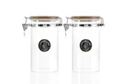 2x Lemon & Lime Camden 1.2L 19cm Glass Clip Jar Container Clear w Bamboo Lid