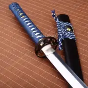 Damascus Folded Steel Clay Tempered Japanese Samurai Battle Sword Real Hamon