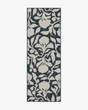 75' x 215' | Machine Washable Runner Rug | Kid & Pet Friendly | Indoor Rug | The Hiltons Flora Ink Blue & Ivory Tufted Rug | Ruggable