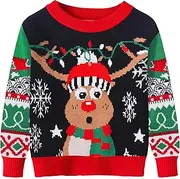 [Aulyffo] Ugly Christmas Sweater for Kids Girls Boys Christmas Sweater Knit Xmas Pullover Holiday Party Jumper Sweatshirt 5-12T