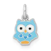 Sterling Silver Rh-Plated Multi-Color Enameled Owl Children'S Pendant