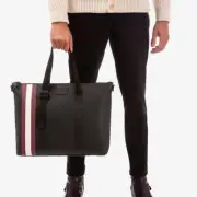 Bally Switzerland stoner black red stripe classic weekend work travel tote Bag