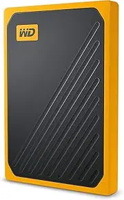 Western Digital My Passport GO Portable SSD, 500GB, USB 3.0, Speeds up to 400 MB/s, Built-in Cable, Amber Colored, 3Y