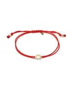 Zoe Lev 14K Yellow Gold Fortune Diamond Initial Red Cord Bolo Bracelet