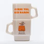 Fire-King Peanuts Red Baron Stacking Mug - Snoopy Flying Ace Vintage Japan