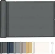 HENG FENG Balcony Privacy Screen, 90 x 300 cm, 160 g/m² PES UV Protection, Balcony Cladding, Balcony Cover, Weatherproof, with Cable Ties, Anthracite