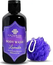 [KAZARMAA] Calming and Relaxing Lavender Shower gel - Moisturizing Body Wash to Soothe & Relax -Soap, Paraben and Silicone Free -200ml With loofah (Lavender)