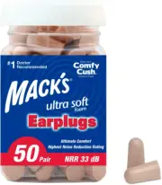 Mack'S Ultra Soft Foam Earplugs, 33Db Highest NRR 50 Pair